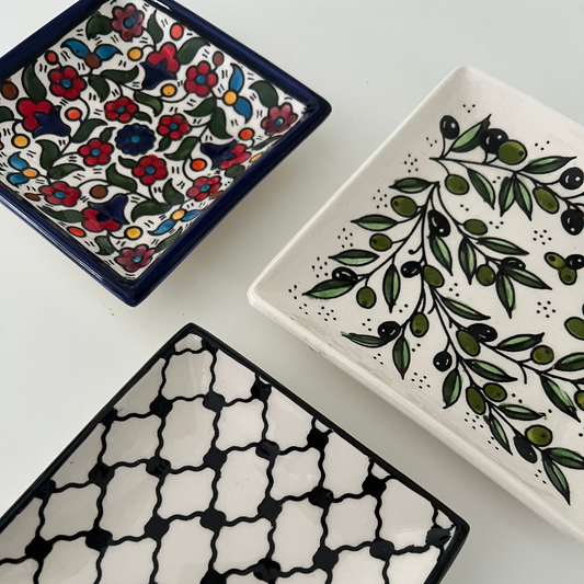 Handcrafted Palestinian Serving Plates - Square