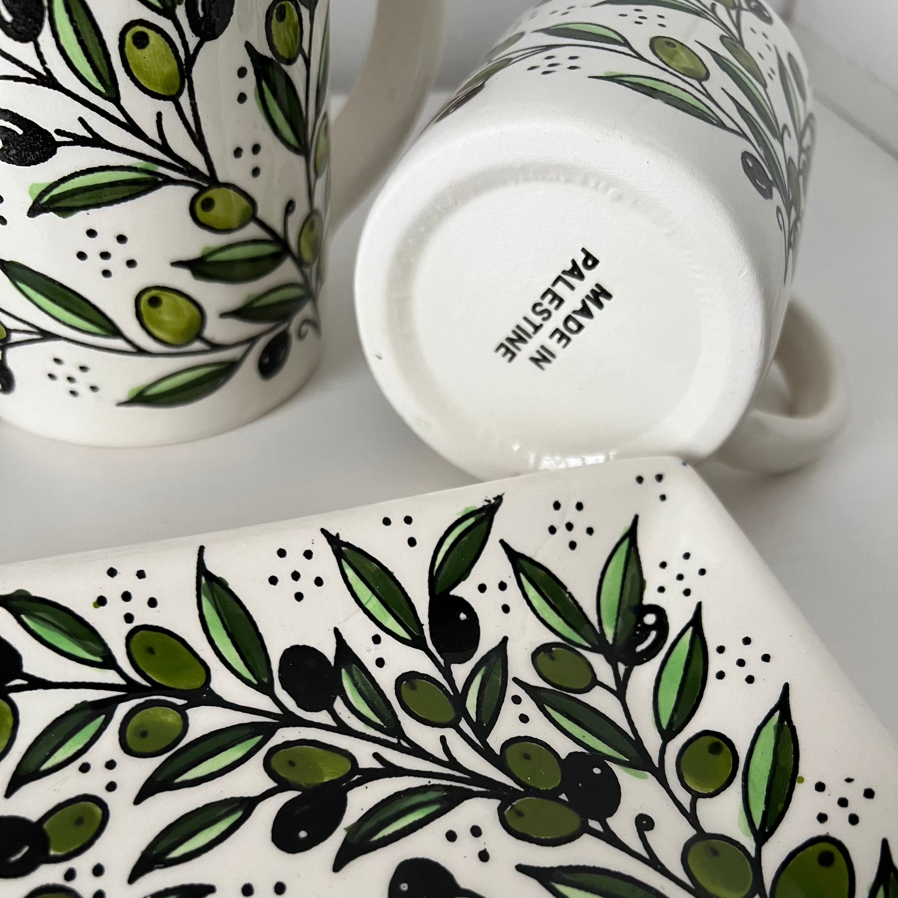 Handcrafted Palestinian Olive Mugs