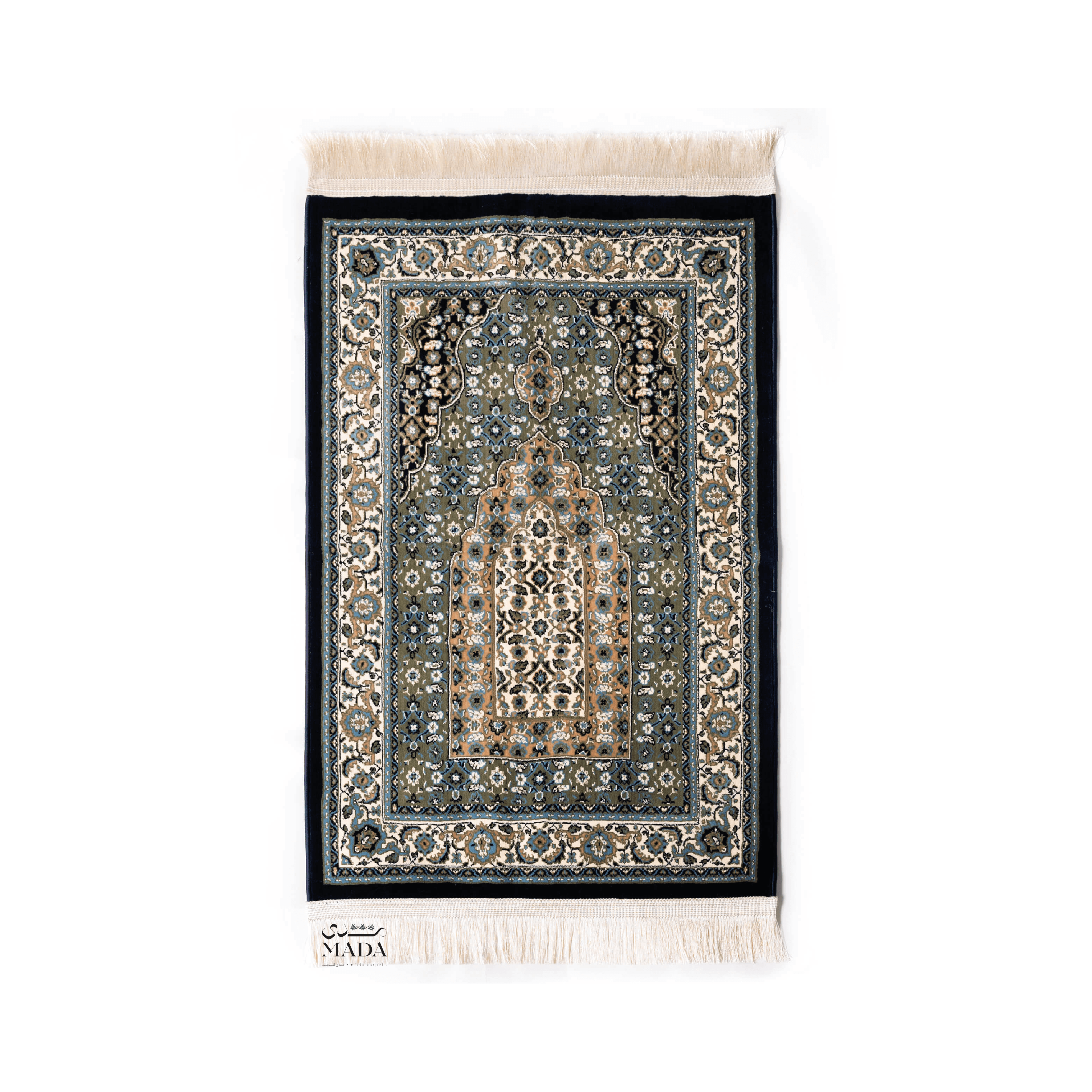 Islamic prayer rug with traditional heritage-style design featuring an ornate mihrab pattern and decorative border